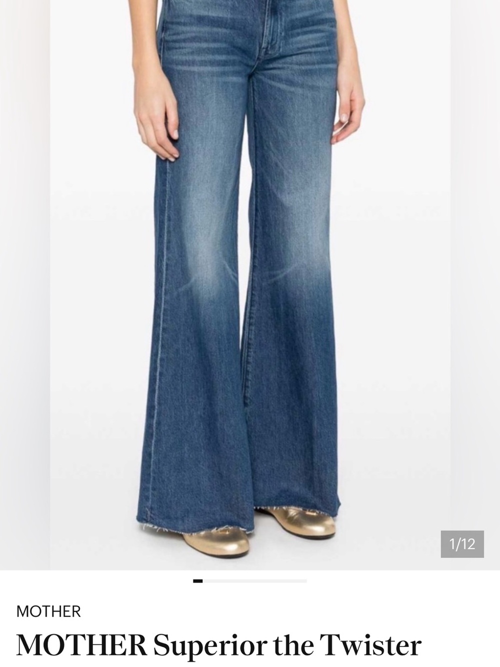 MOTHER Wide-Leg Flared Jeans in Medium Blue Wash